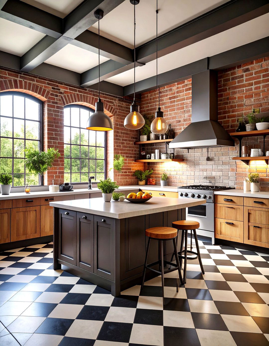 Industrial Loft Checkered Floors Kitchen - 20 Kitchens With Checkered Floors