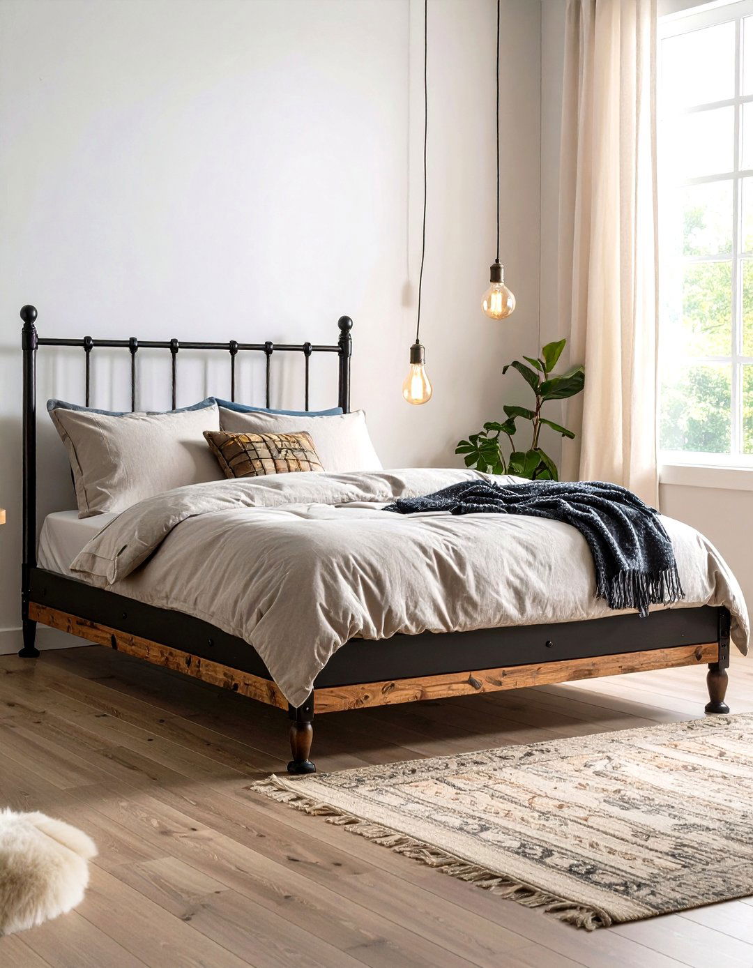 Industrial Loft Futon with Metal Accents - 20 Futon Bedroom Ideas