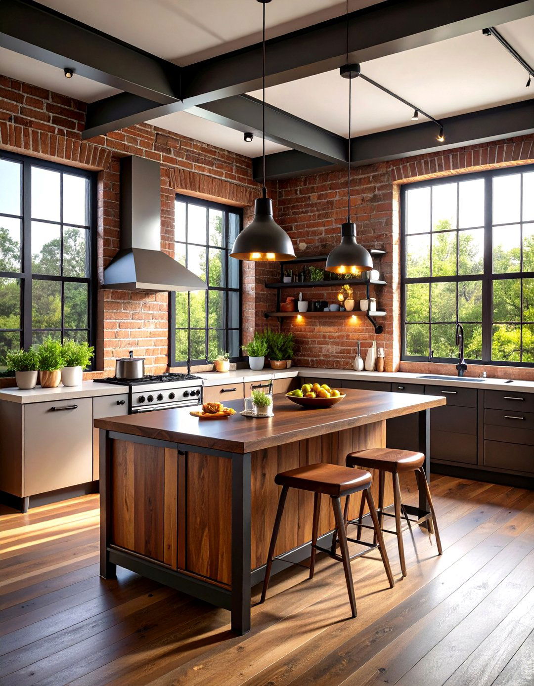 Industrial Loft Kitchen with Butcher Block Countertops - 20 Kitchens With Butcher Block Countertops