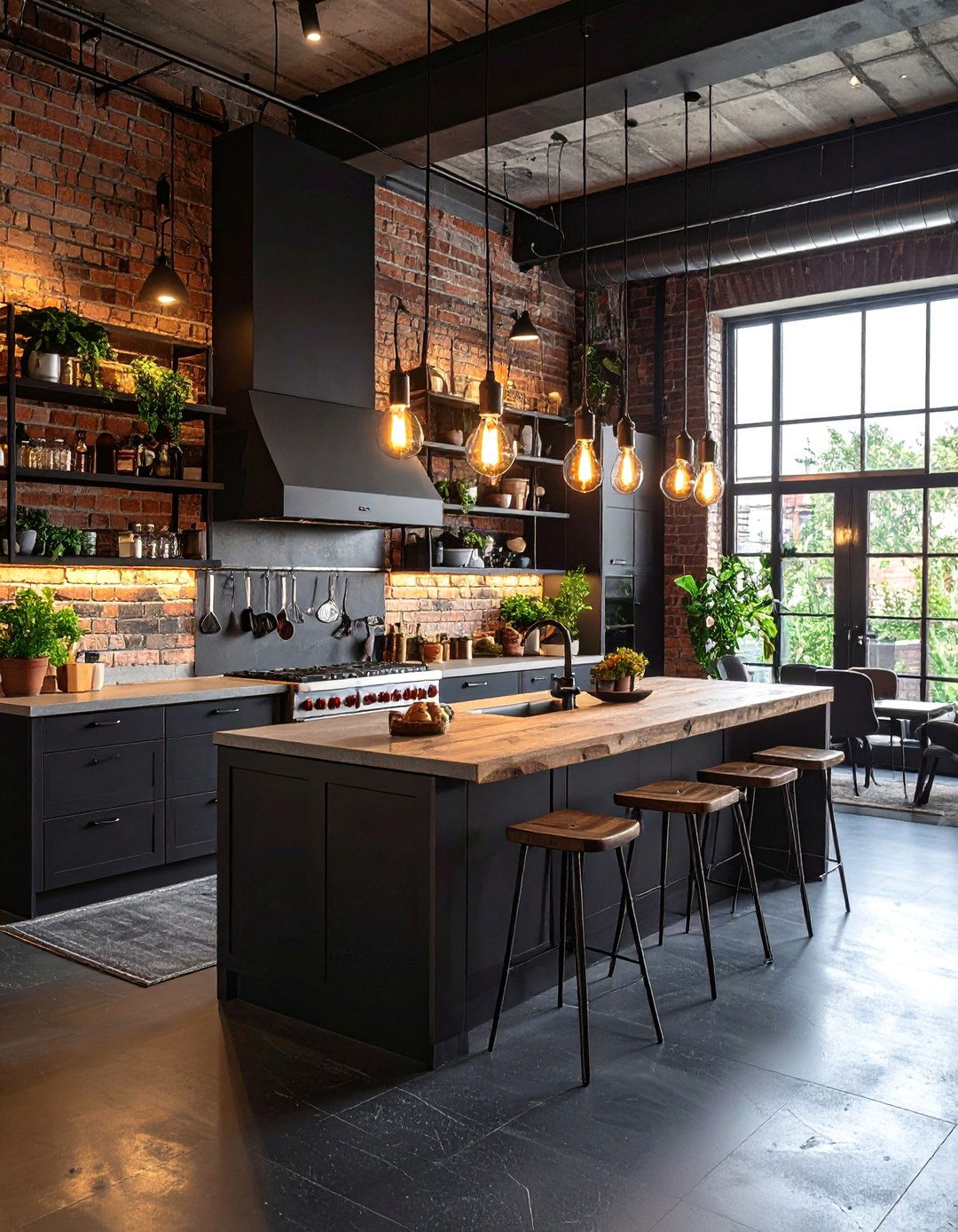 Industrial Loft Kitchen with Slate Floors - 20 Kitchens With Slate Floors