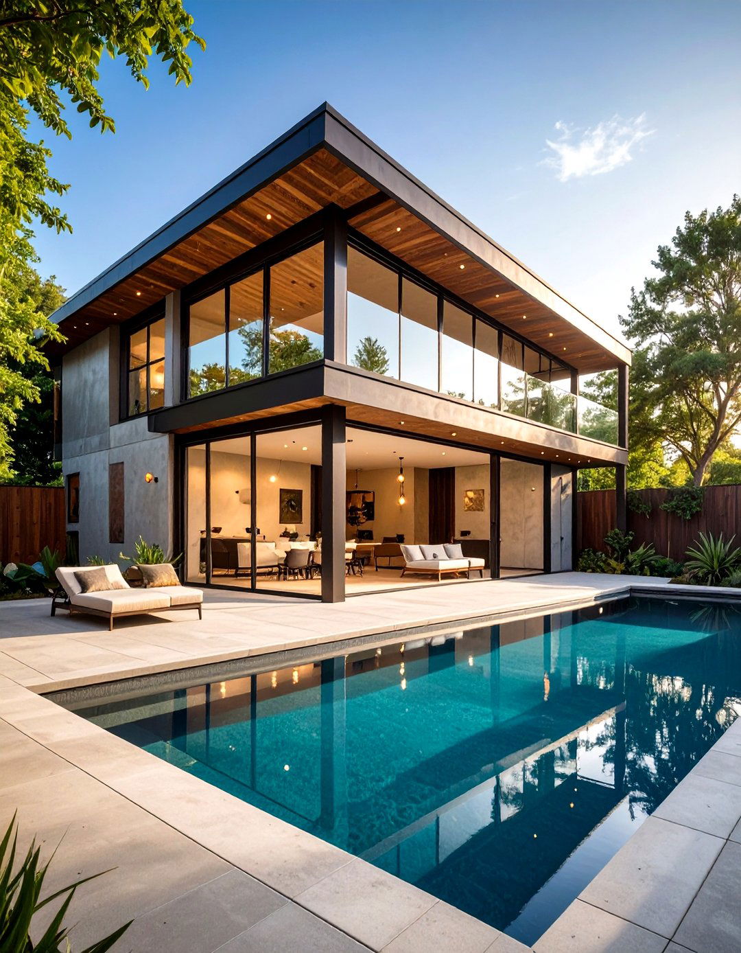 Industrial Loft Pool House with Exposed Steel Beams - 20 Pool House Ideas