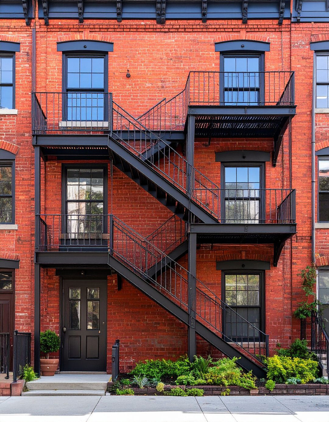 Industrial Loft Red Brick House with Black Steel Trim - 20 Red Brick House with Black Trim Design Ideas