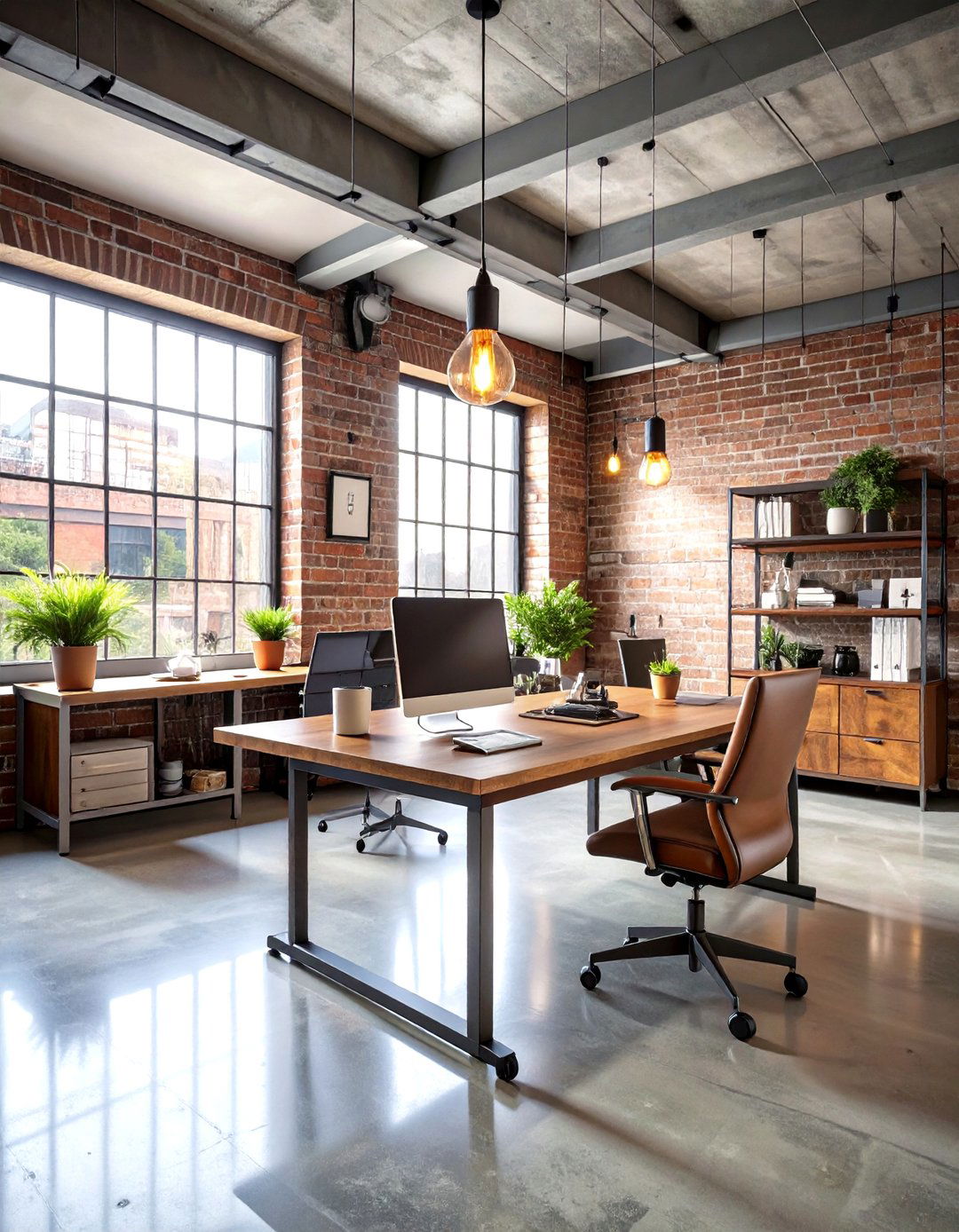 Industrial Loft Style Modern Home Office - 20 Modern Home Office Ideas