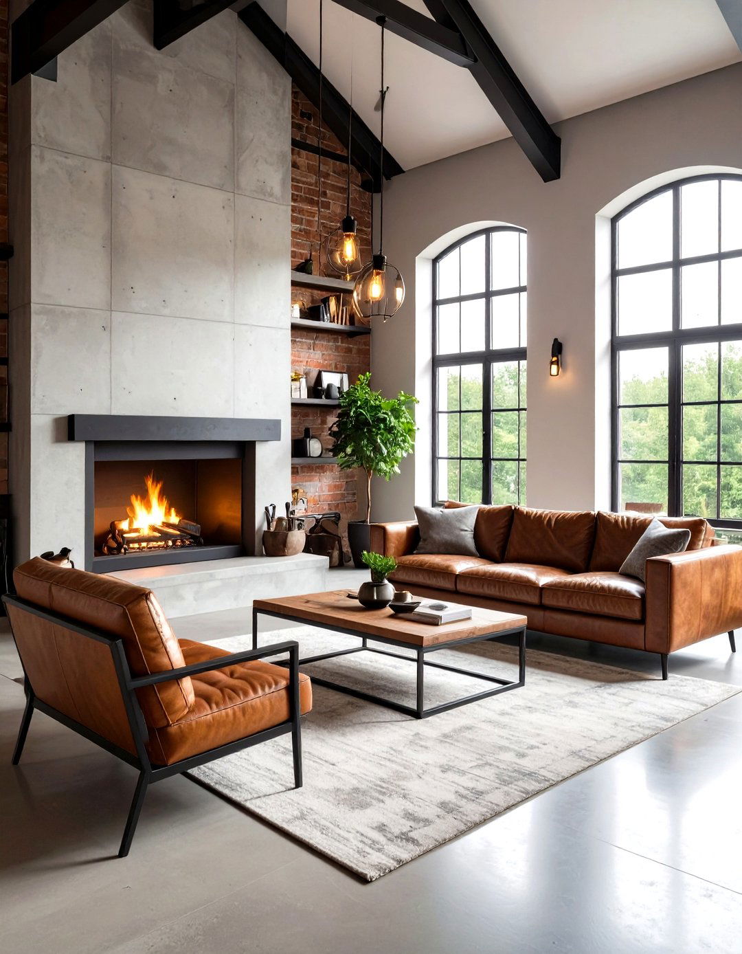 Industrial Loft Style Rooms With Fireplaces With Vaulted Ceilings and Metal Accents - 20 Rooms With Fireplaces With Vaulted Ceilings Features