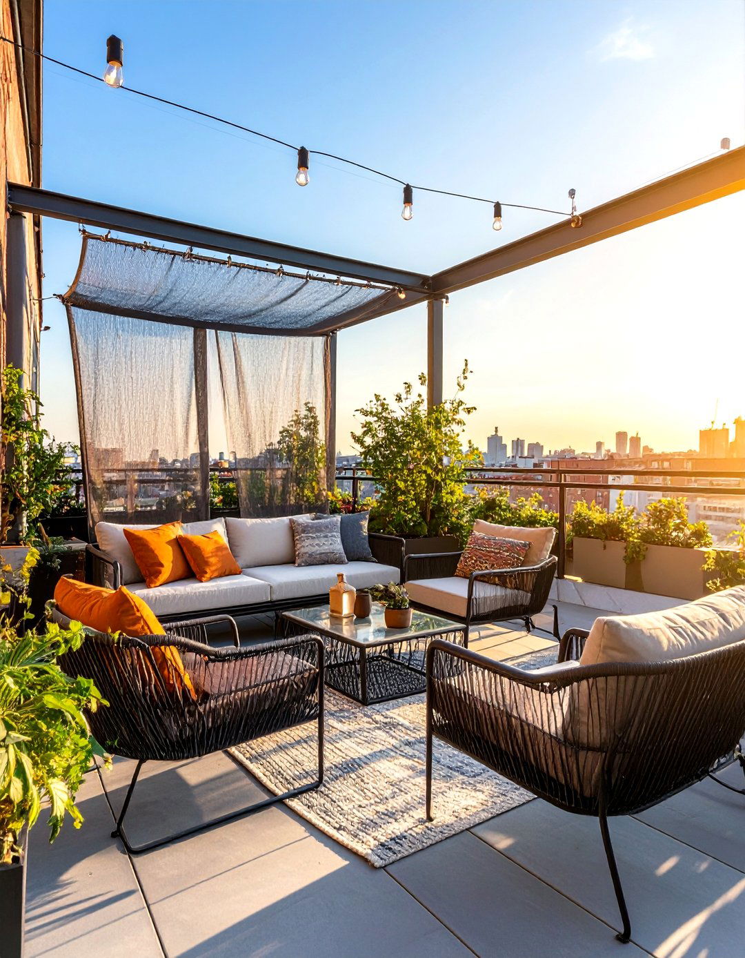 Industrial Mesh Patio Curtain Concept - 20 Patio Curtain Ideas