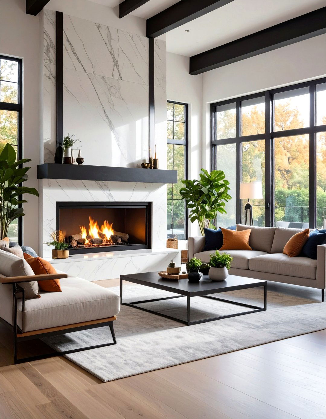 Industrial Metal Accented Quartz Fireplace Surround - 20 Quartz Fireplace Surround Ideas