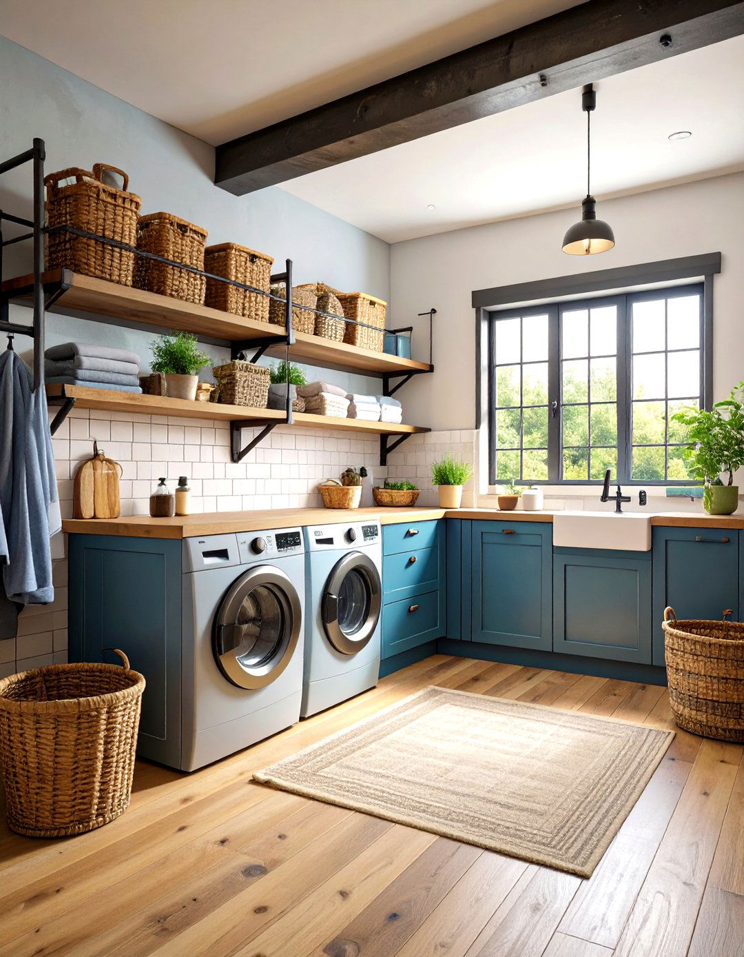 Industrial Metal Accents in Rustic Laundry Room - 20 Rustic Laundry Room Ideas