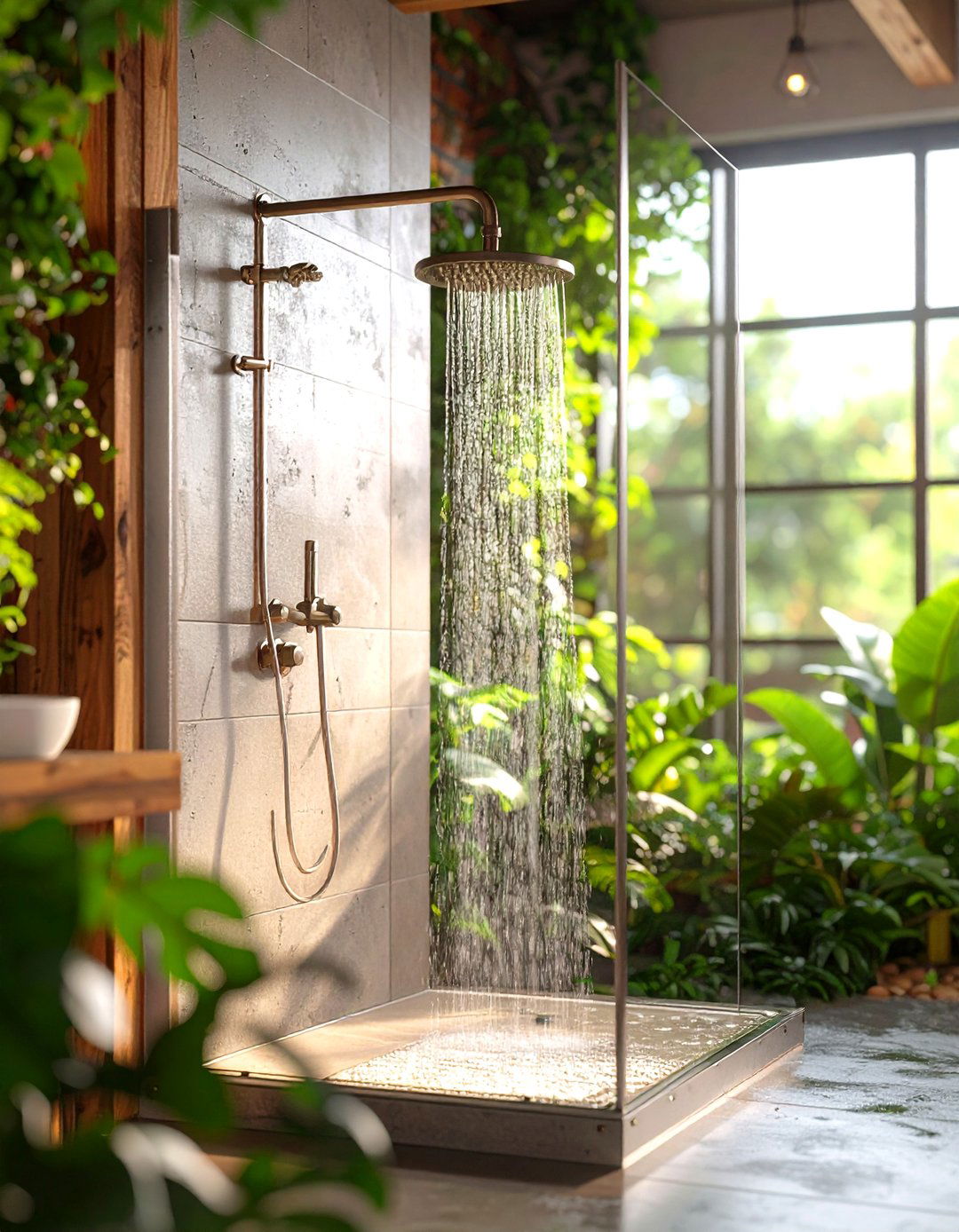Industrial Metal Capped Edge Detail - 20 Half-wall Shower Ideas