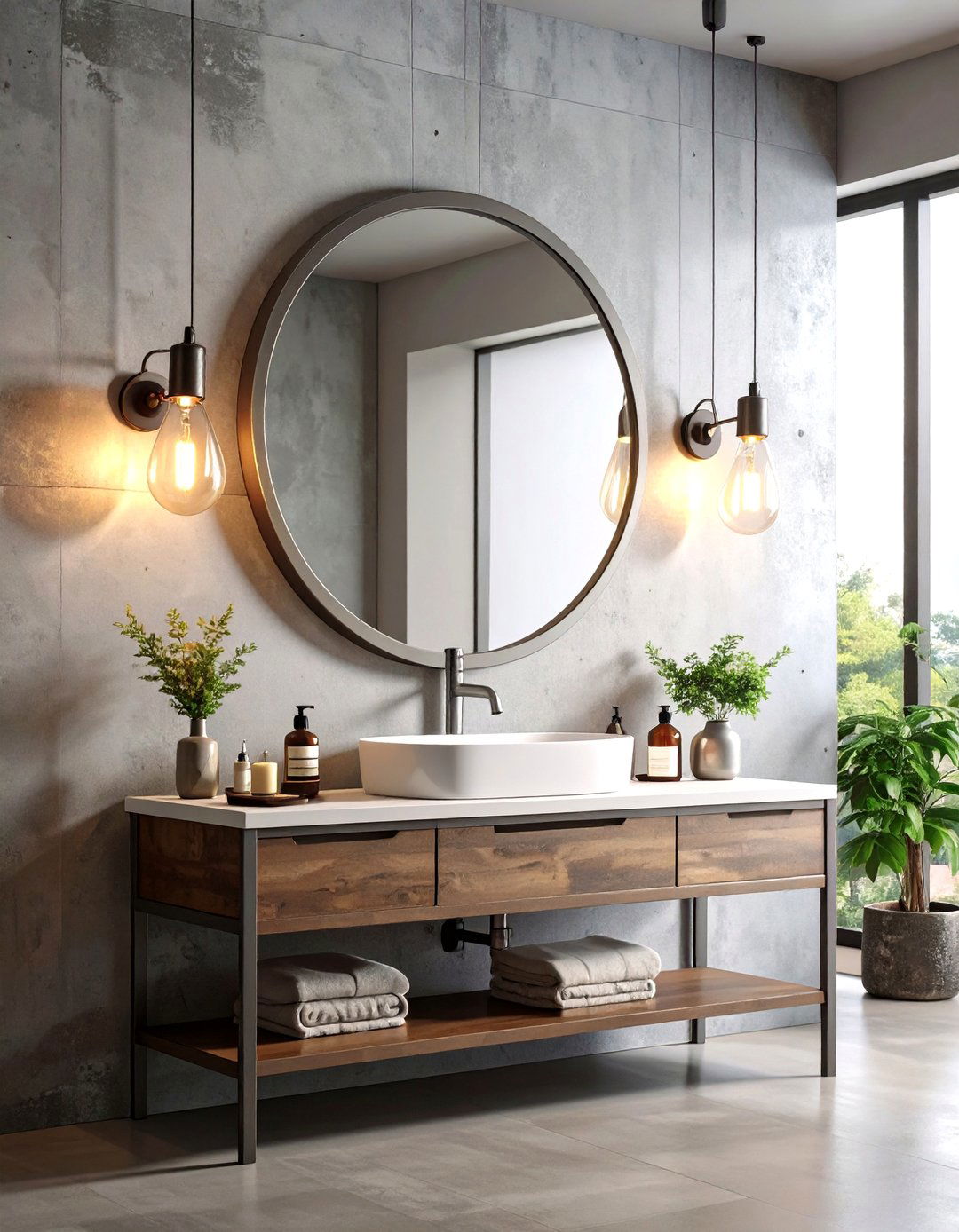 Industrial Metal Framed Bathroom Mirror Makes a Statement - 20 Bathroom Mirror Ideas
