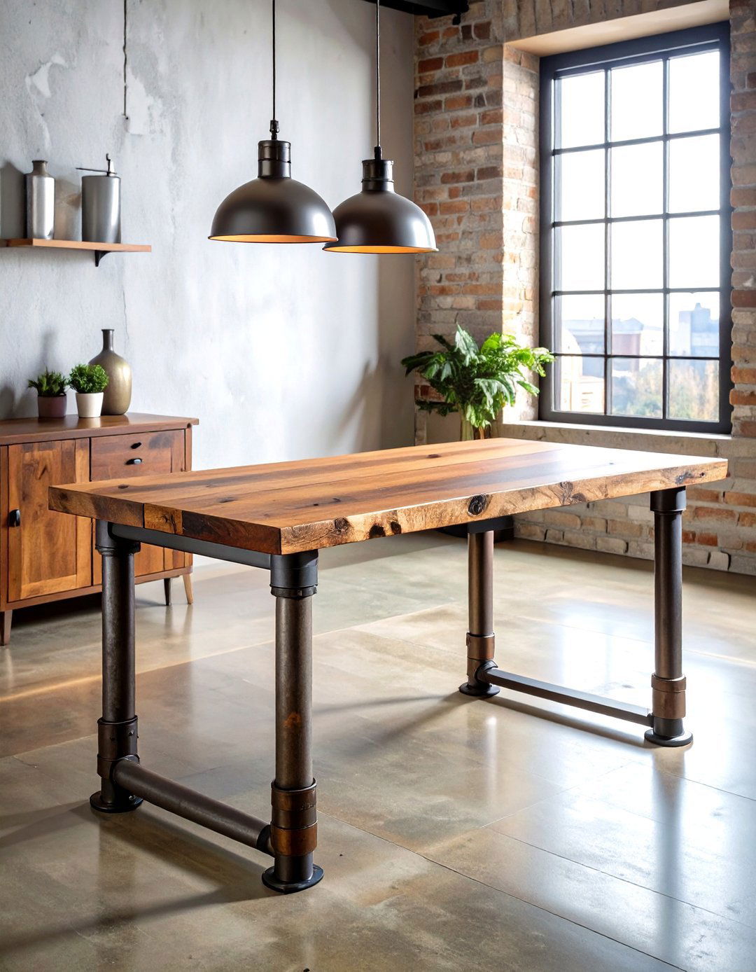 Industrial Metal Pipe Desk Combination - 20 Rustic Home Office Ideas
