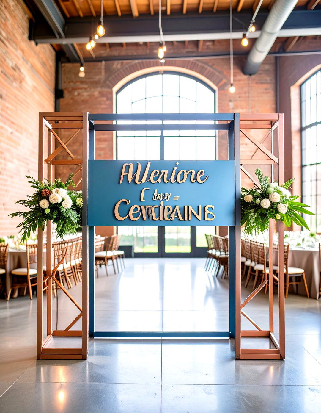 Industrial Metal Wedding Sign Framework - 20 Wedding Sign Ideas