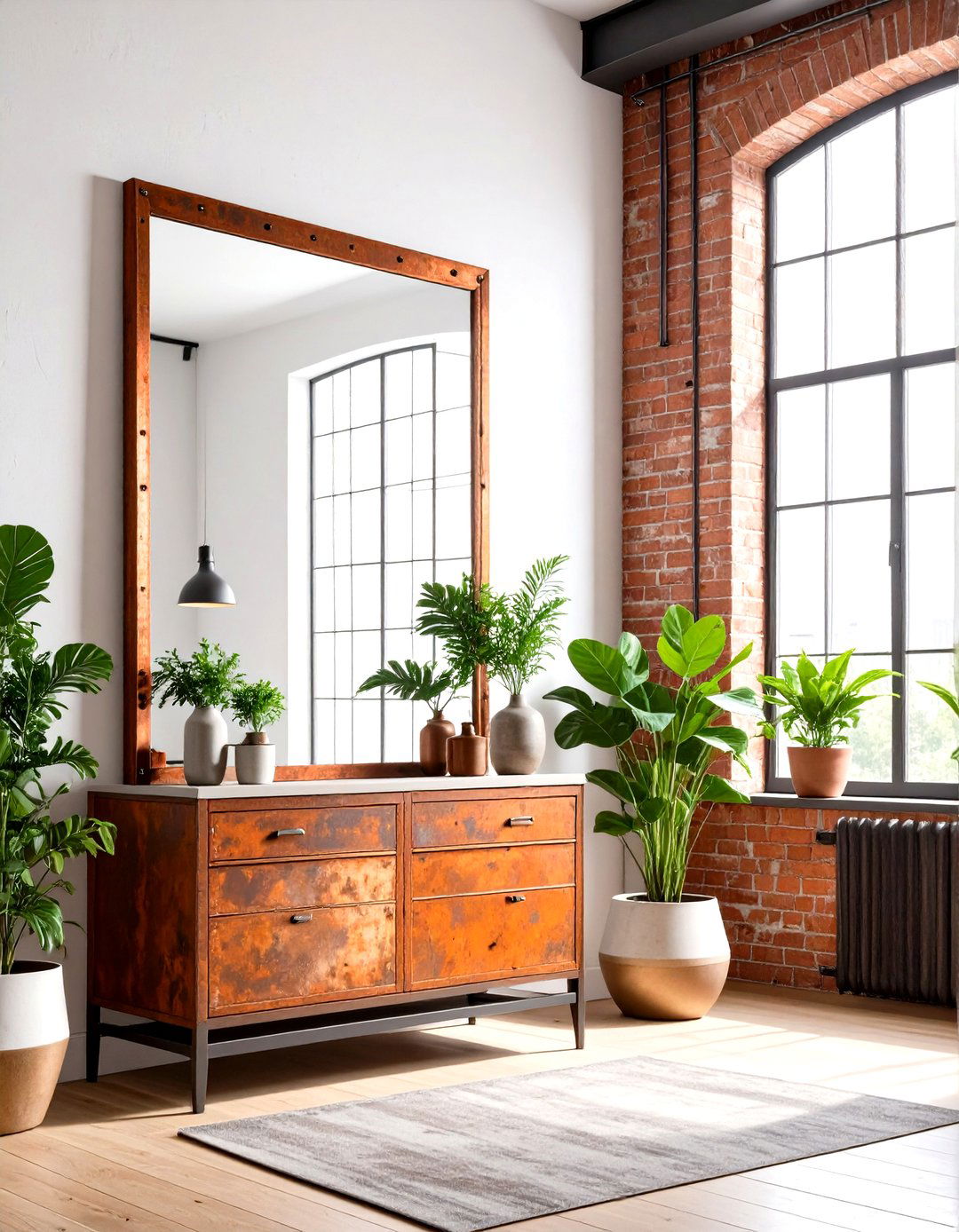 Industrial Mirror Painting with Faux Rust and Metal Finishes - 20 Mirror Painting Ideas