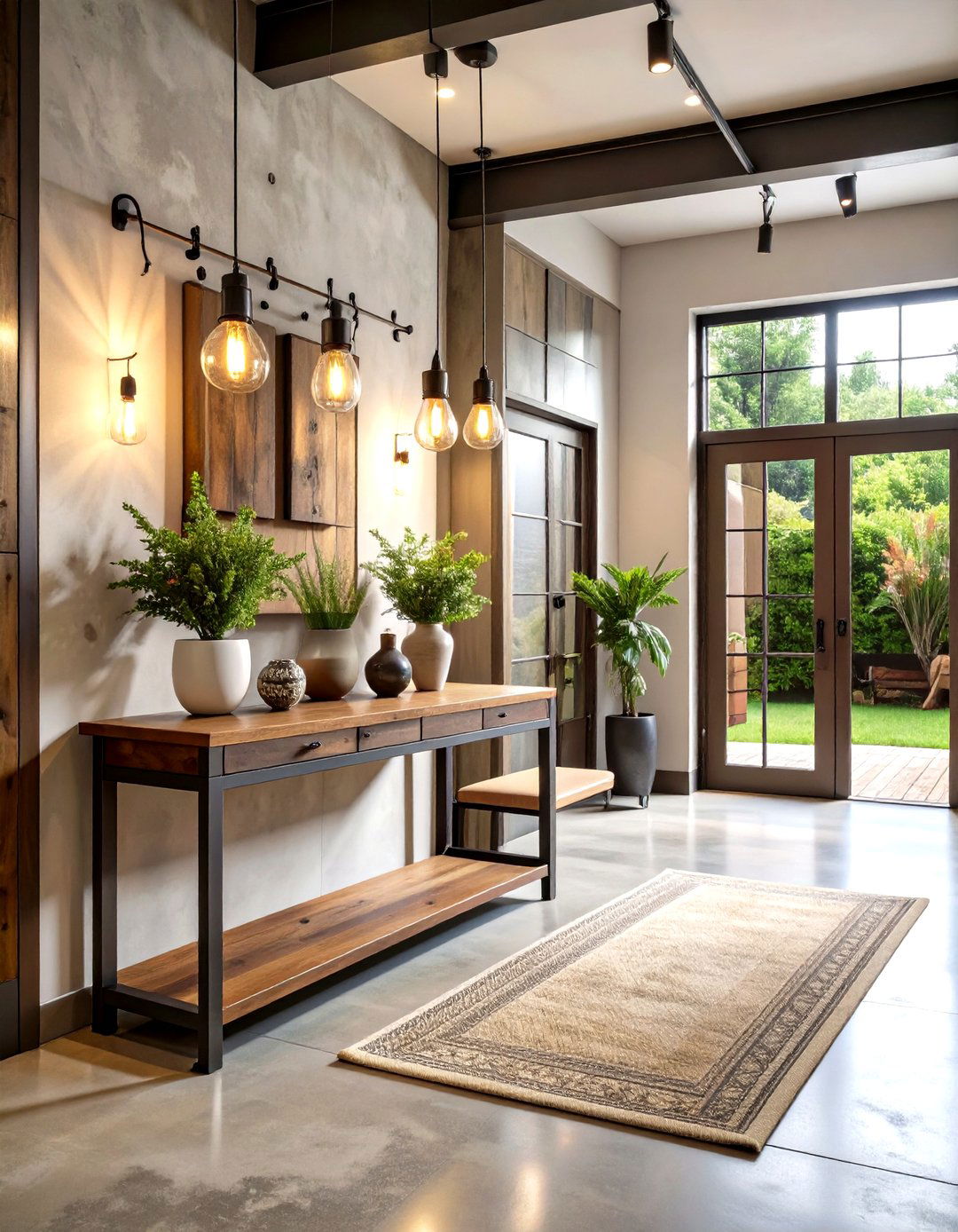 Industrial Modern Entryway with Metal Accents - 20 Modern Entryway Ideas