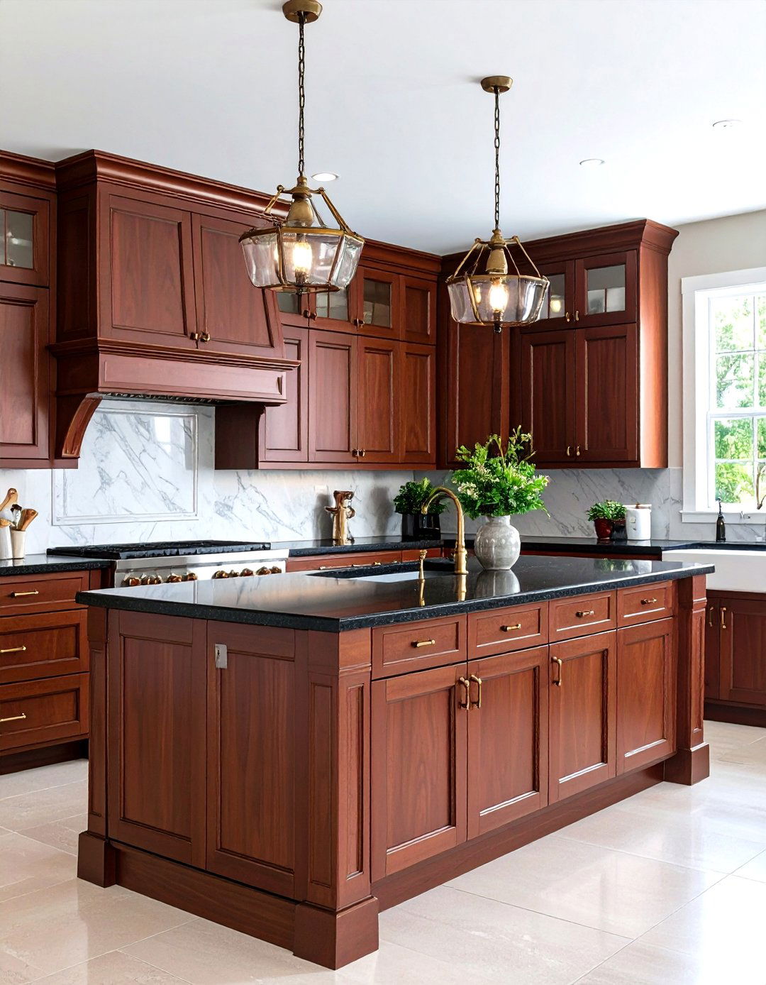 Industrial Modern Kitchen with Espresso Cabinets and Black Concrete Countertops - 20 kitchen with brown cabinets and black countertops ideas