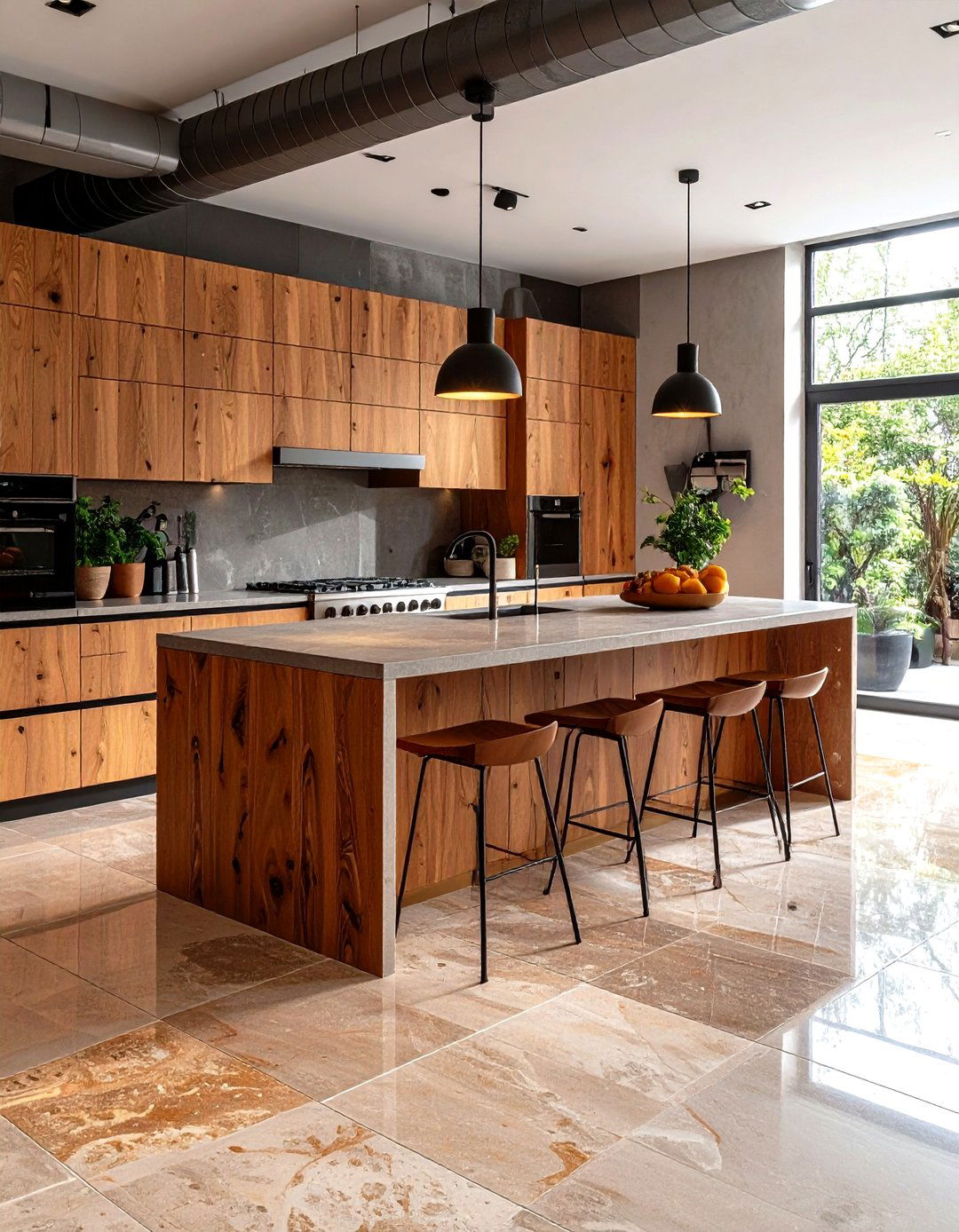 Industrial Modern Travertine Floor Kitchen with Urban Sophistication - 20 Travertine Floor Kitchen Ideas