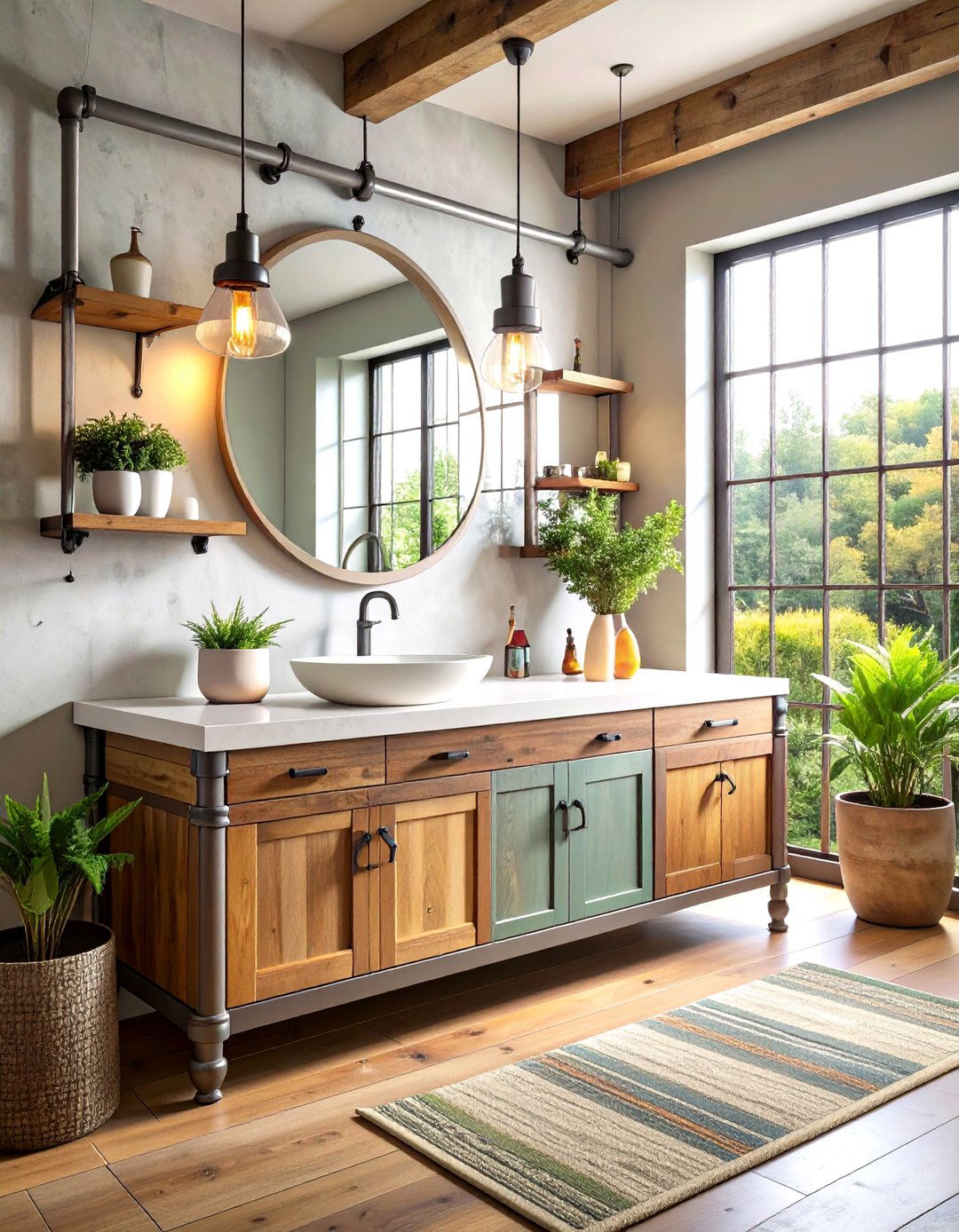Industrial Pipe Frame Vanity - 20 Small Bathroom Vanity Ideas