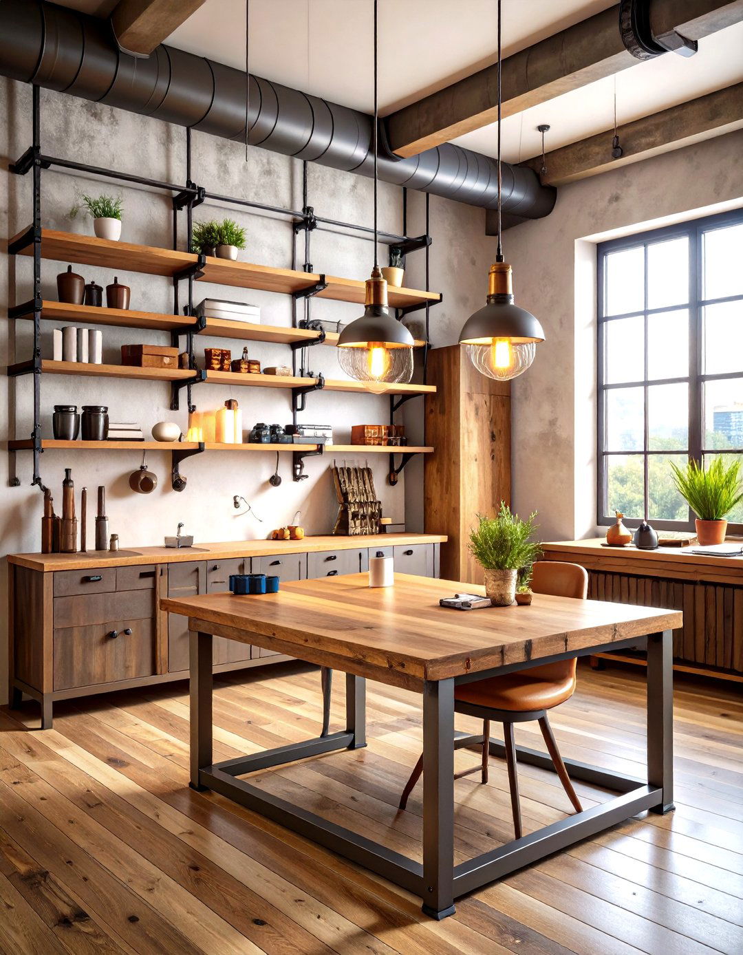 Industrial Pipe Framed Desk Wall - 20 Built-in Desk Ideas