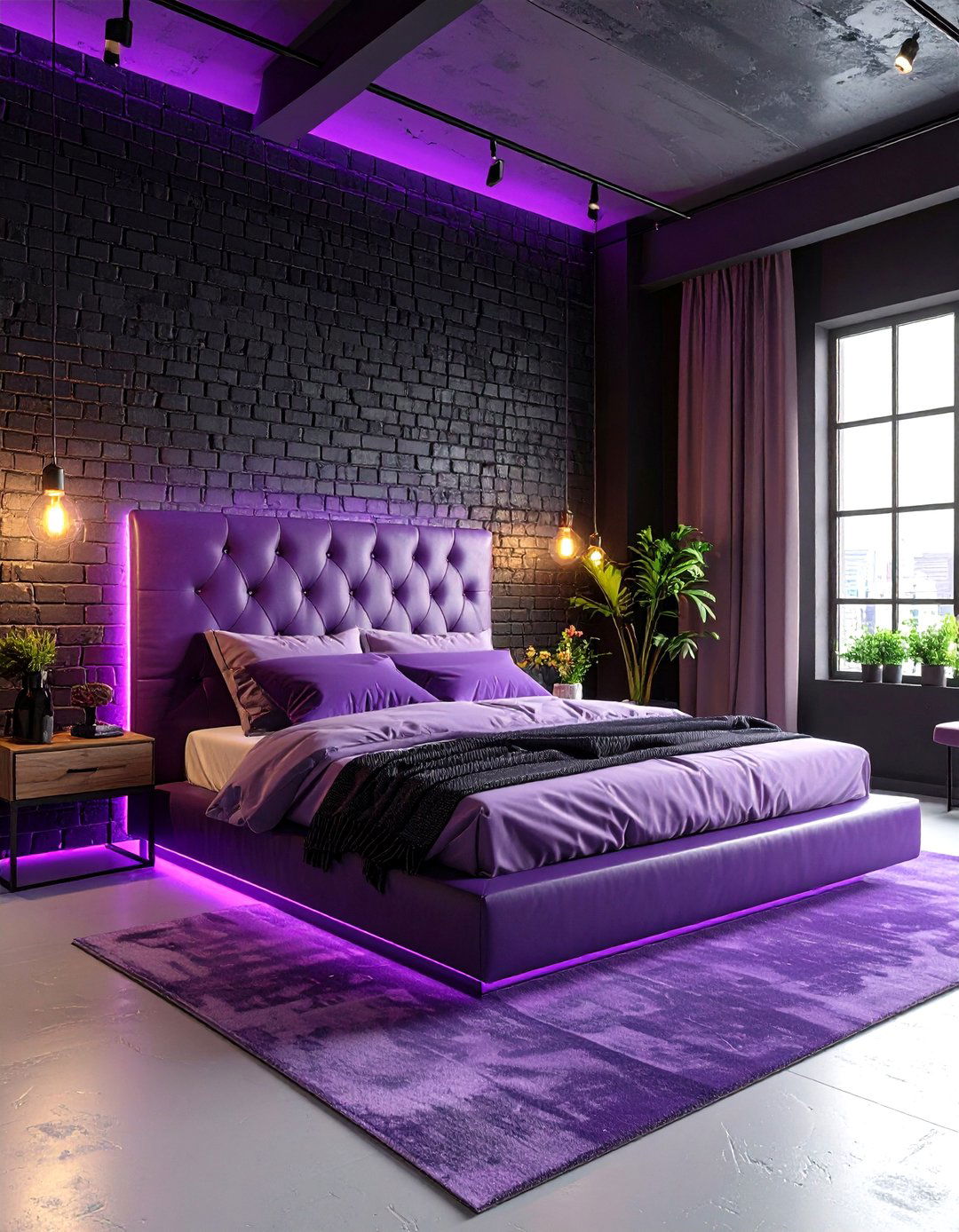 Industrial Purple Bedroom Urban Loft - 20 Purple Bedroom Ideas