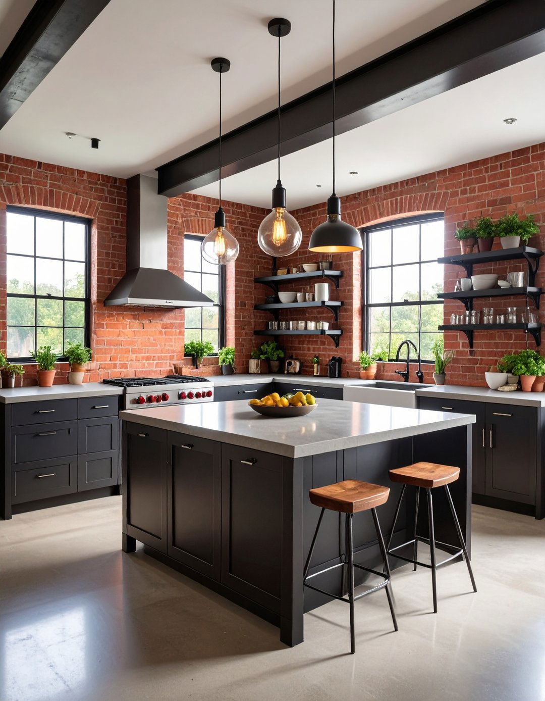 Industrial Red Brick Kitchen Loft Appeal - 20 Red Brick Kitchen Ideas