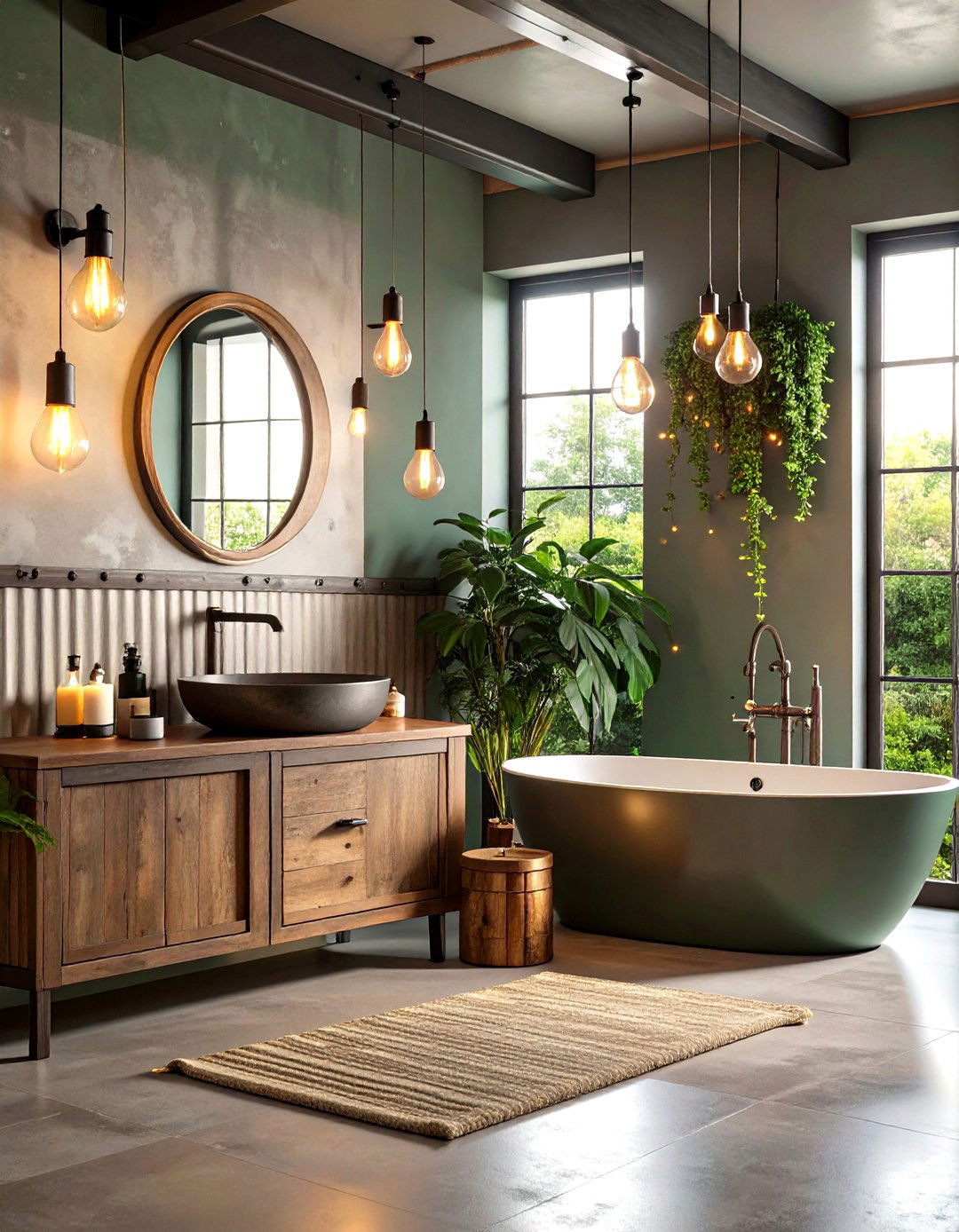 Industrial Rustic Bathroom with Galvanized Metal Elements - 20 Rustic Bathroom Ideas