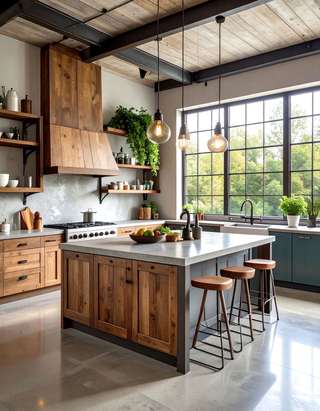 Industrial Rustic Kitchen with Metal and Wood Fusion - 20 Rustic Kitchen Ideas