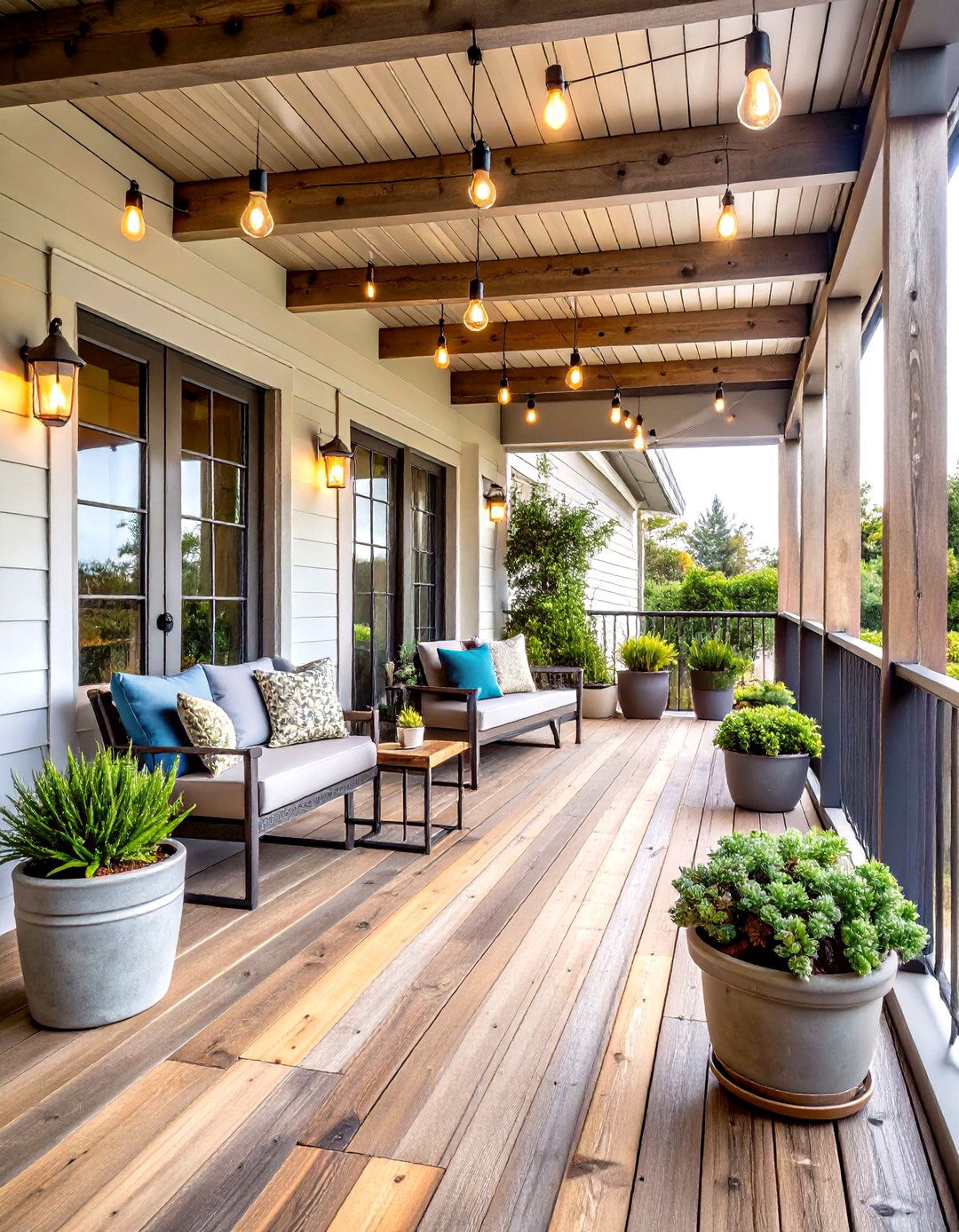 Industrial Rustic Porch with Metal and Wood Elements - 20 Rustic Porch Ideas