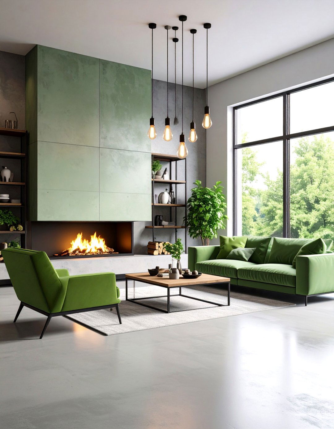 Industrial Sage Green Metal Fireplace Frame - 20 Sage Green Fireplace Ideas