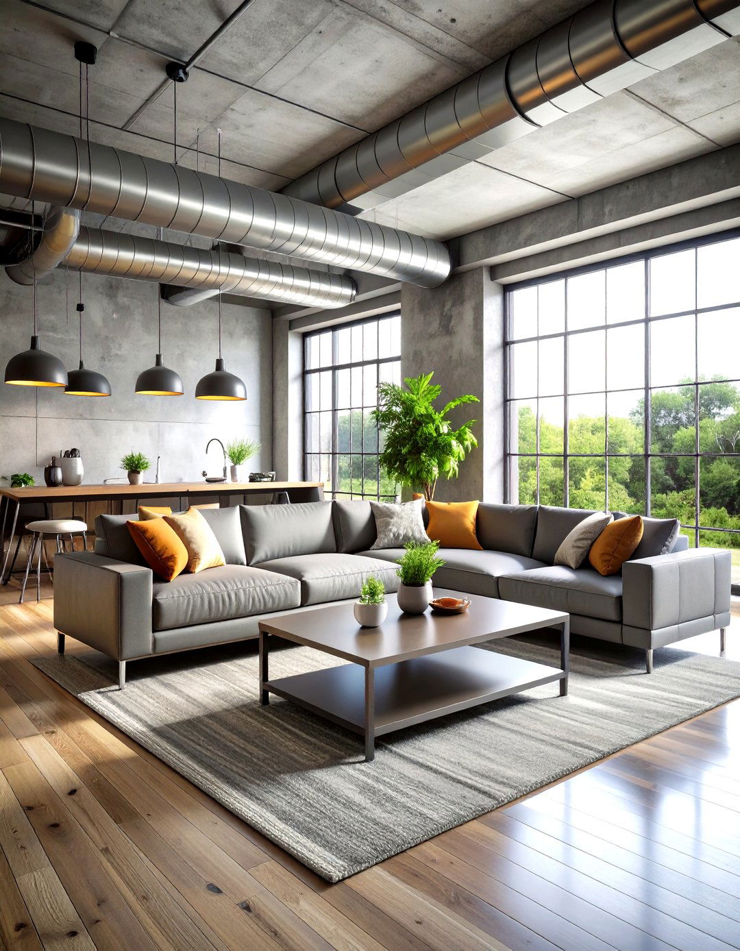 Industrial Silver Accents - 20 Silver Living Room Ideas