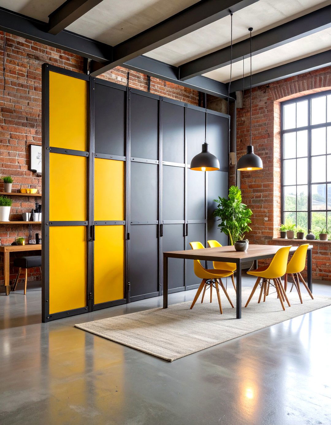 Industrial Steel Frame Room Divider with Blackboard Panels - 20 Room Divider Ideas