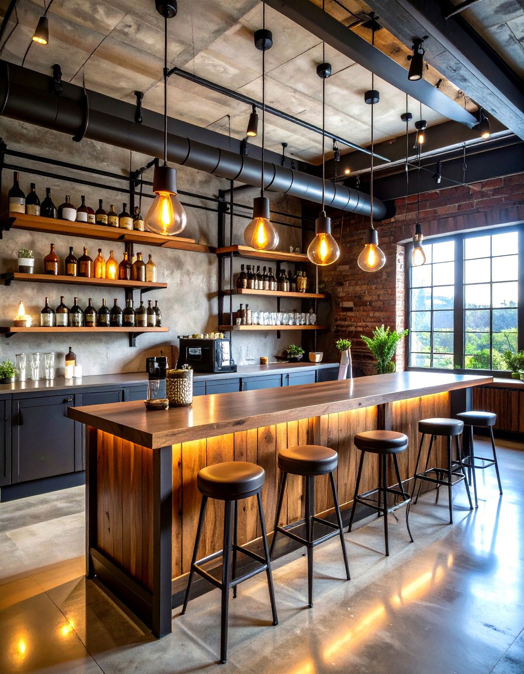 Industrial Steel Mini Bar Station - 20 Mini Bar Ideas