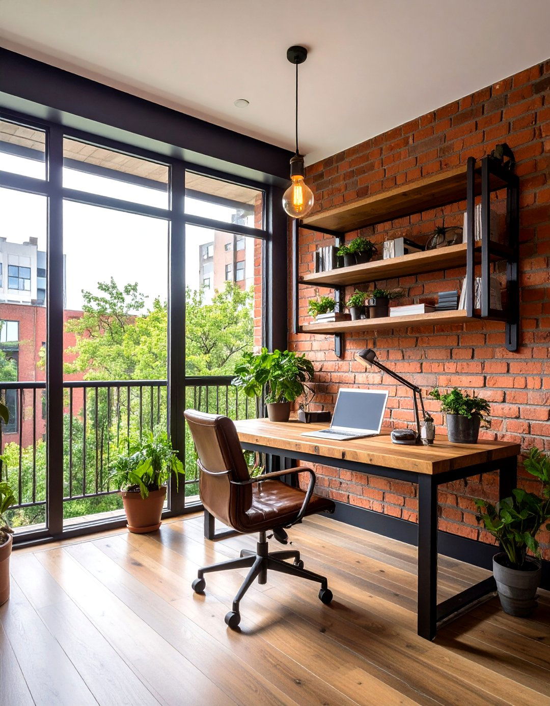 Industrial Style Balcony Office Design - 20 Balcony Office Ideas