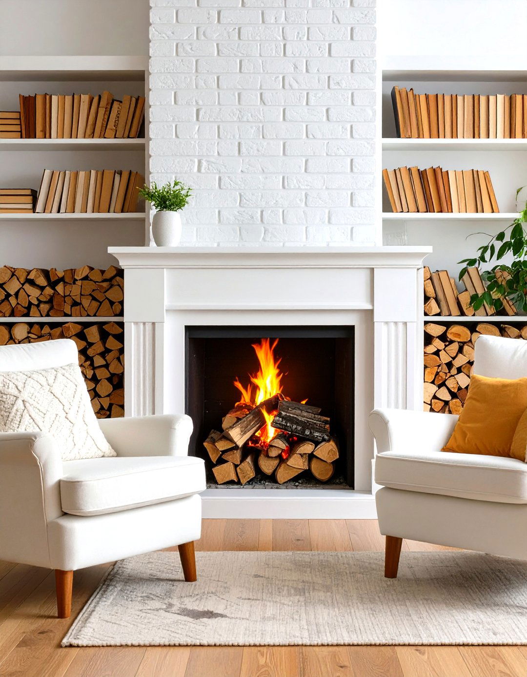 Industrial Style Brick Fireplace Design - 20 Brick Fireplace Ideas