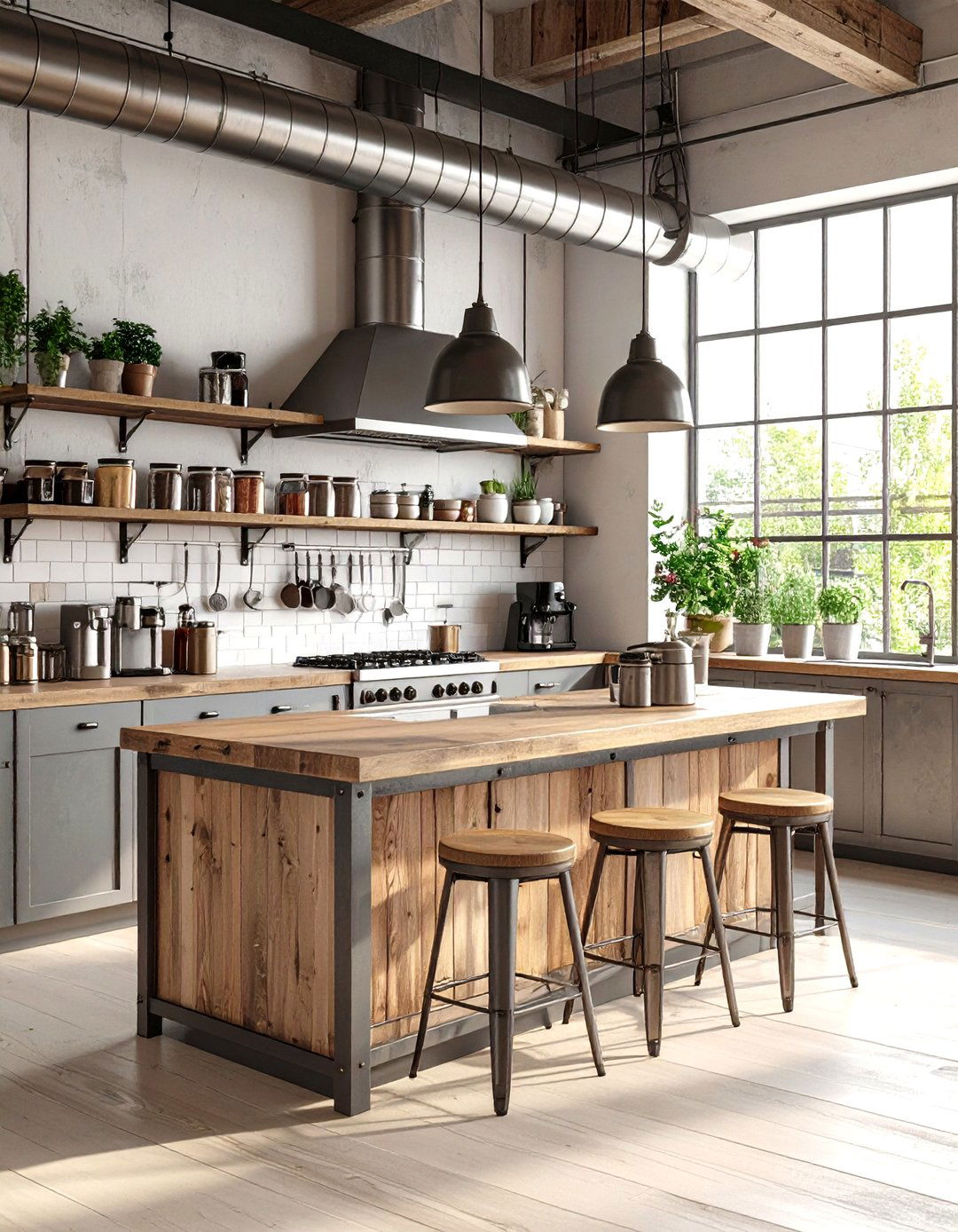 Industrial Style Coffee Station with Metal Accents - 20 Coffee Station Ideas