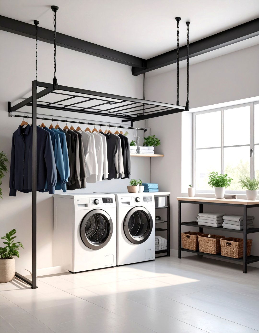 Industrial Style Drying Racks - 20 Vintage Laundry Room Decor Ideas