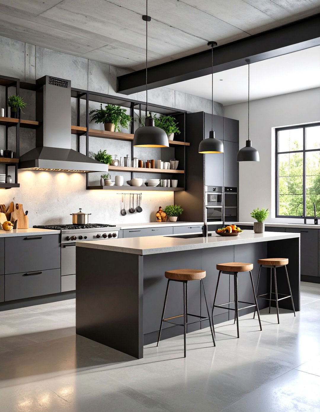 Industrial Style Kitchen Without Upper Cabinets - 20 Kitchens Without Upper Cabinets