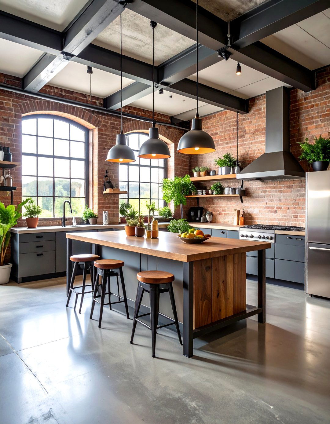 Industrial Style Kitchens With Grey Floors - 20 Kitchens With Grey Floors