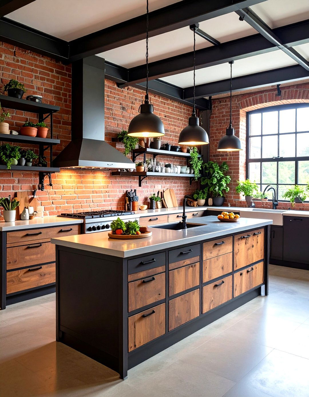 Industrial Style Parallel Modular Kitchen Design with Raw Materials - 20 Parallel Modular Kitchen Design Ideas