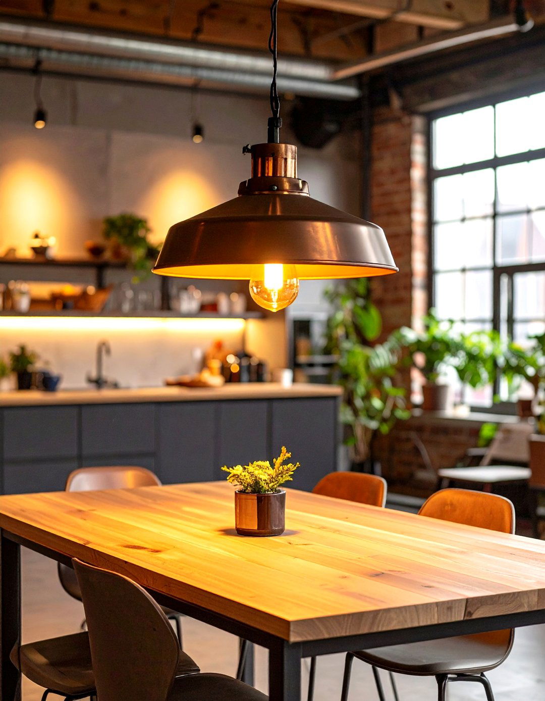 Industrial Style Pendants - 20 Small Dining Room Lighting Ideas
