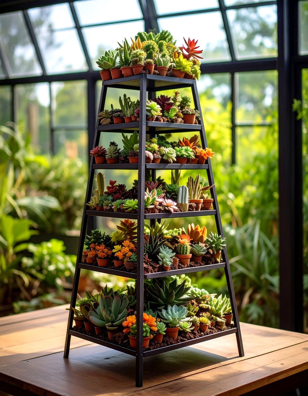 Industrial Tabletop Succulent Tower - 20 Tiered Garden Ideas