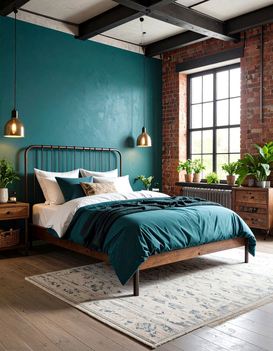 Industrial Teal Bedroom Loft - 20 Teal Bedroom Ideas