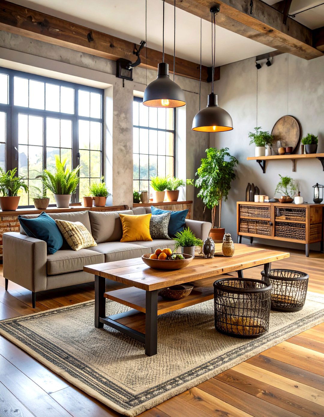 Industrial Urban Sofa Table Design - 20 Sofa Table Decor Ideas
