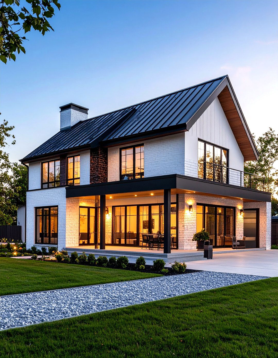 Industrial White Brick House With Black Trim and Metal Accents - 20 White Brick House With Black Trim