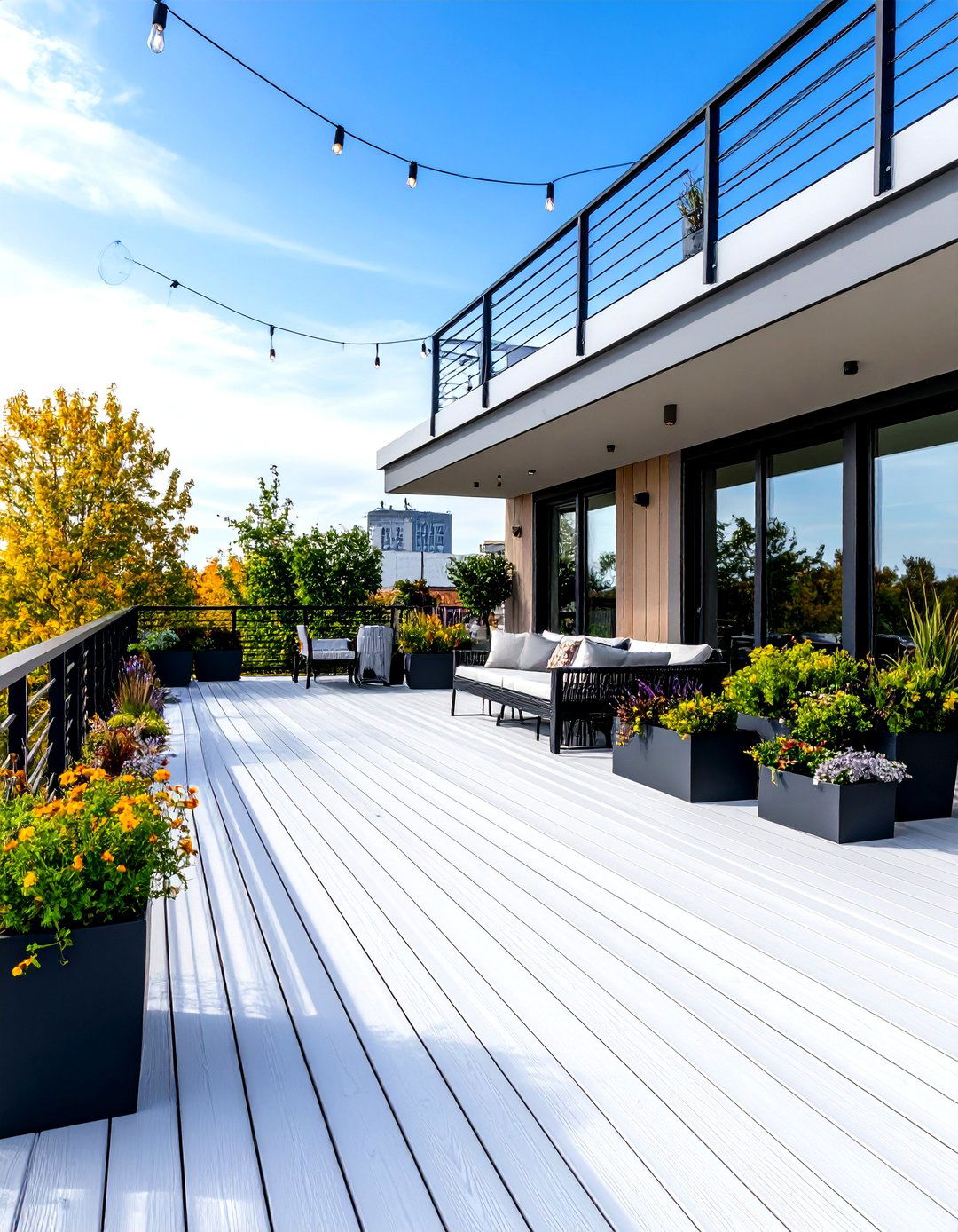 Industrial White Deck with Steel and Metal Accent Features - 20 White Deck Ideas