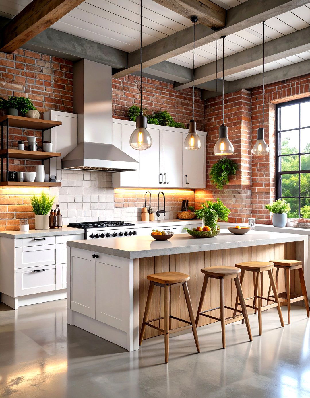 Industrial White Kitchen with Modern Urban Elements - 20 White Kitchen Ideas