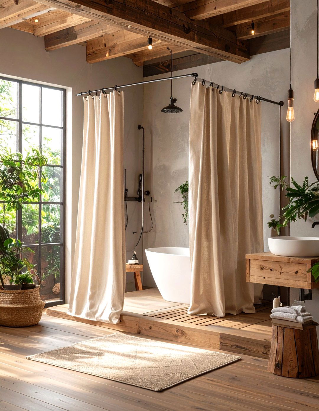 Industrial and Raw Canvas Style - 20 Shower Curtain Ideas