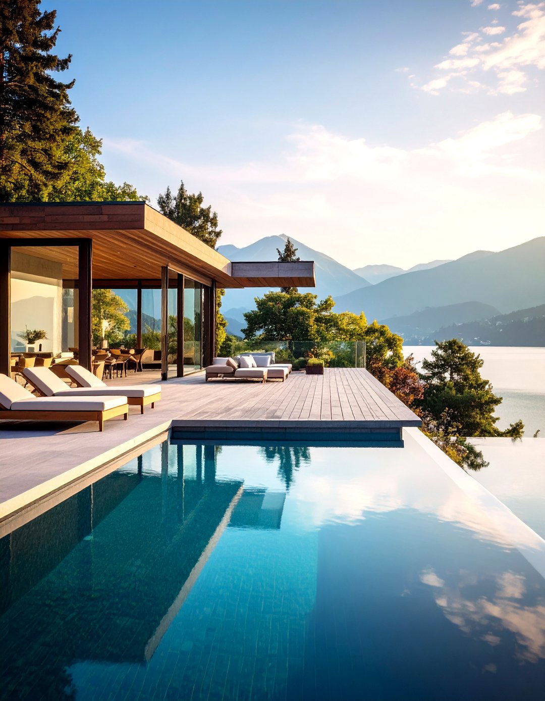 Infinity Edge Pool Deck with Minimalist Concrete Design - 20 Pool Deck Ideas