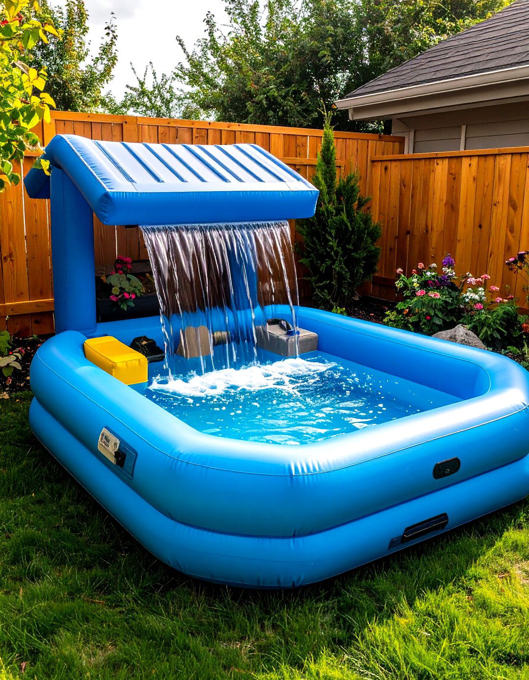 Inflatable Pond with Small Cascading Feature - 20 Small Pond Ideas With Waterfalls