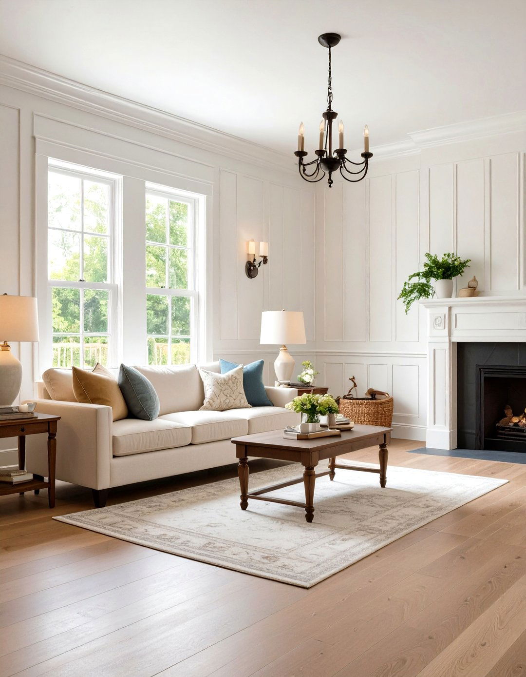 Install Board and Batten Wainscoting for Country Living Room Elegance - 20 Country Living Room Ideas