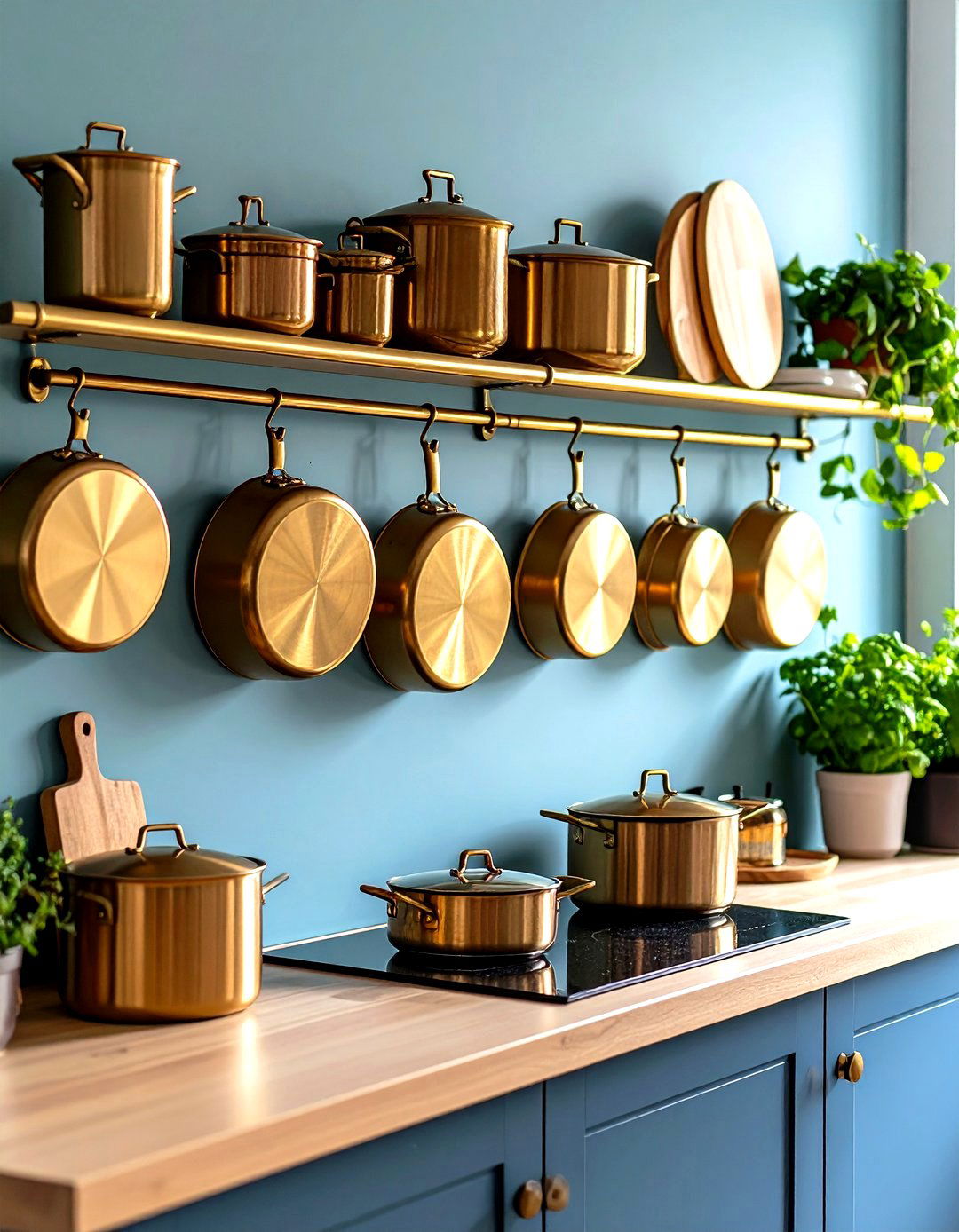 Install Brass or Metal Pot Rails - 20 Small Kitchen Ideas on a Budget