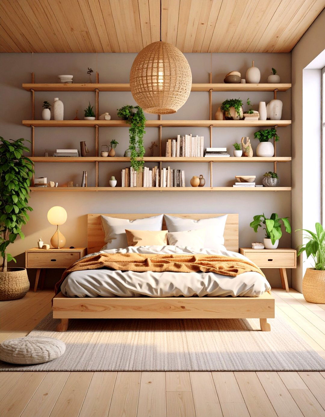 Install Floating Shelves - 20 Small Boho Bedroom Ideas